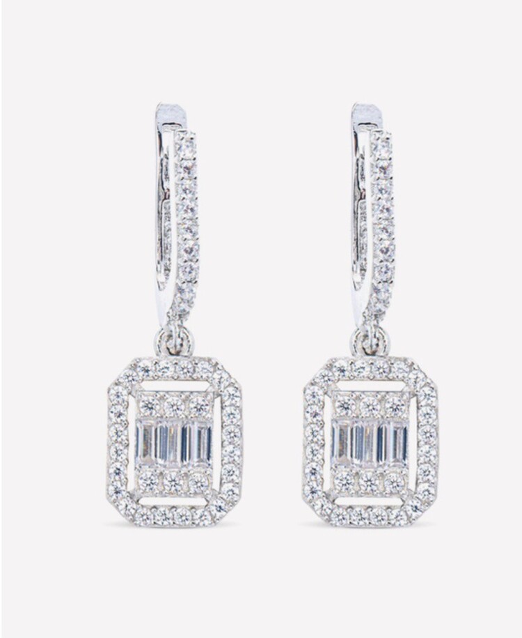 925 gümüş baget küpe silver 