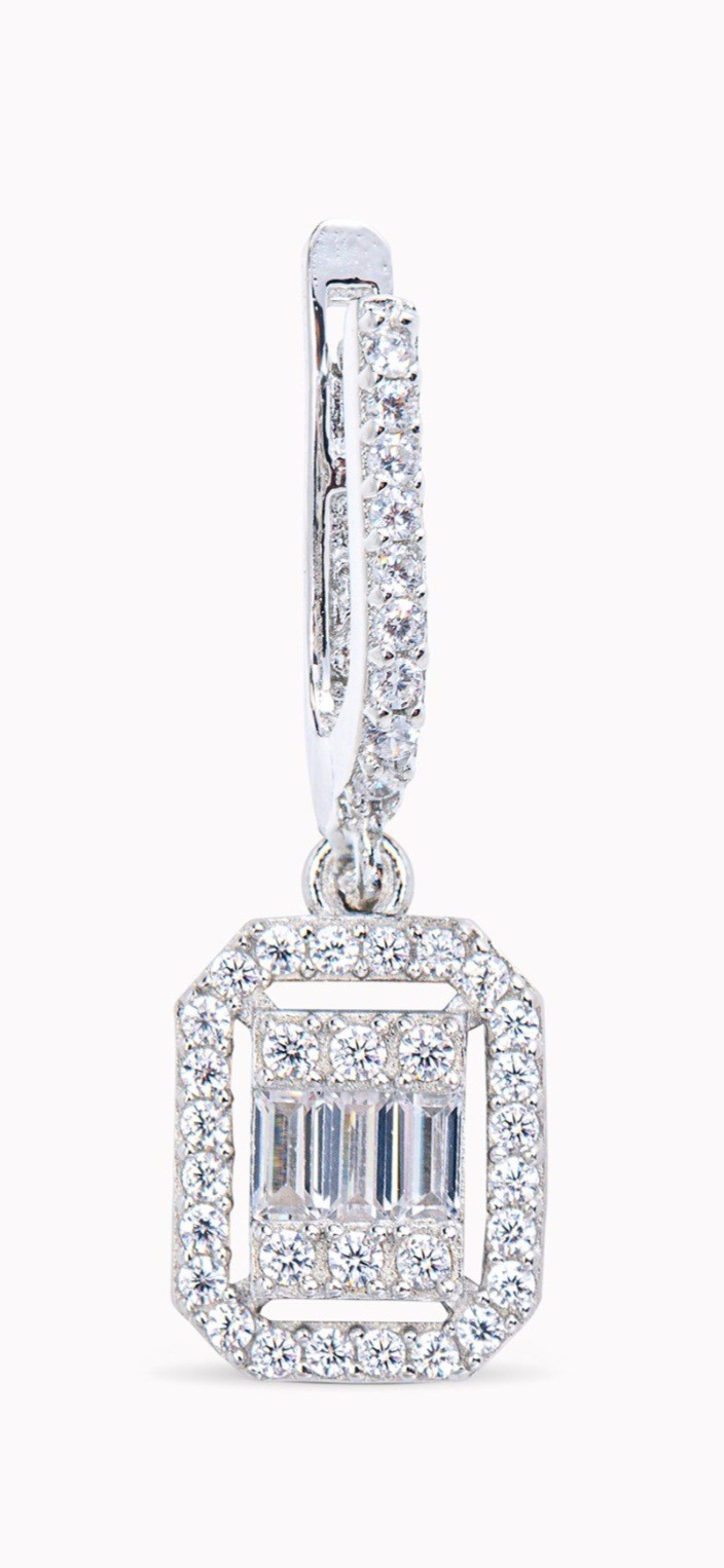 925 gümüş baget küpe silver 