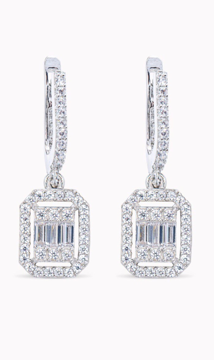925 gümüş baget küpe silver 