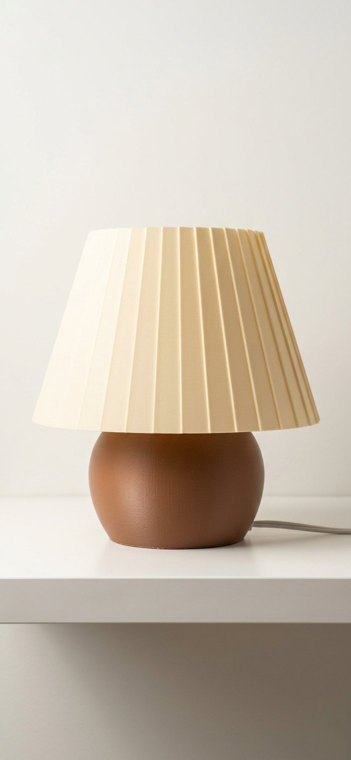Pileli Masa Lambası - Kahverengi & Bej (25cm)