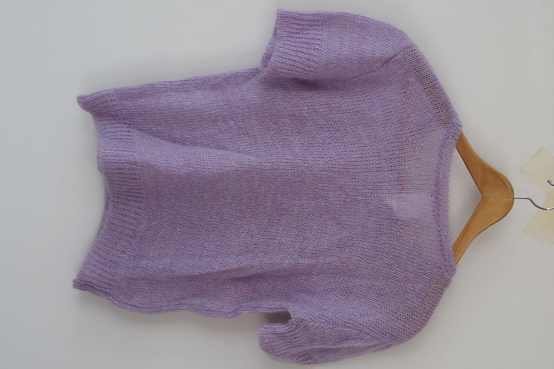 Agnès b. Paris Lila Mohair Karışımlı Kısa Kollu Triko – Made in France (Beden 3)