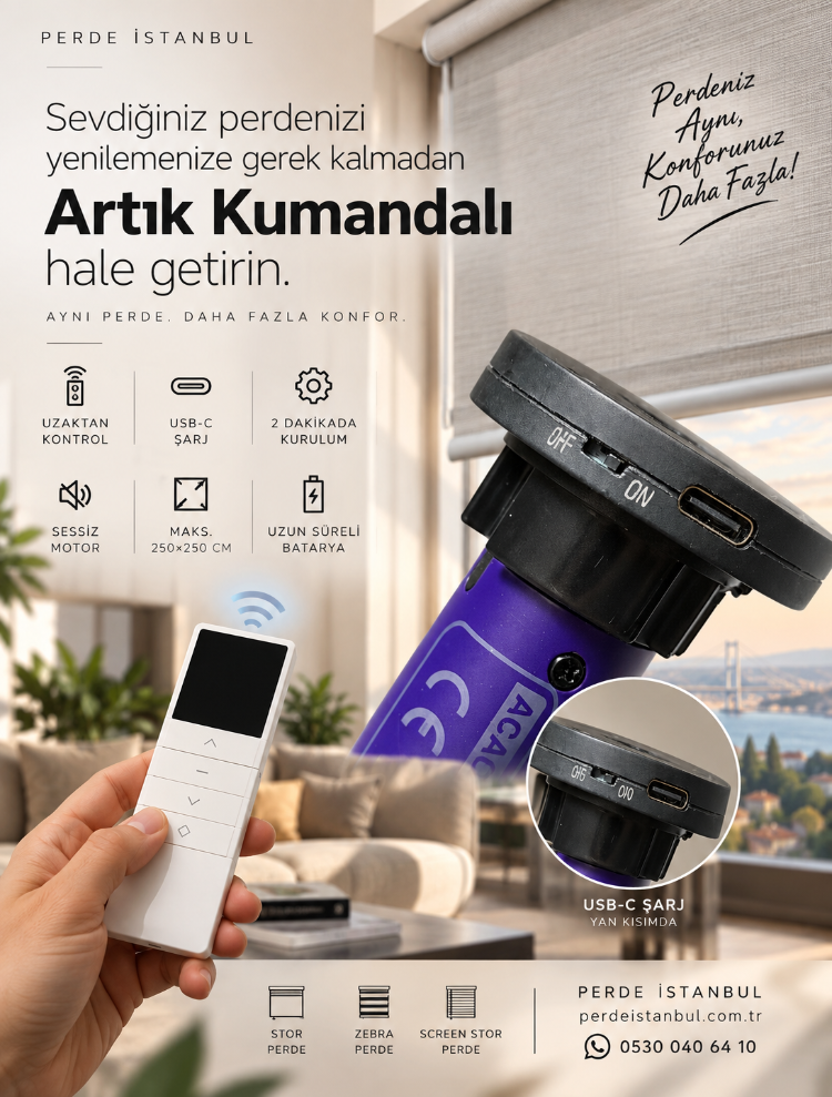 Sarjlı Stor Perde Motoru + Kumanda