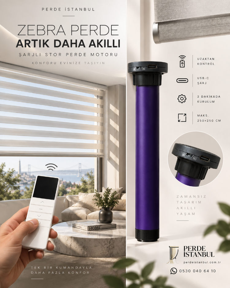 Sarjlı Stor Perde Motoru + Kumanda