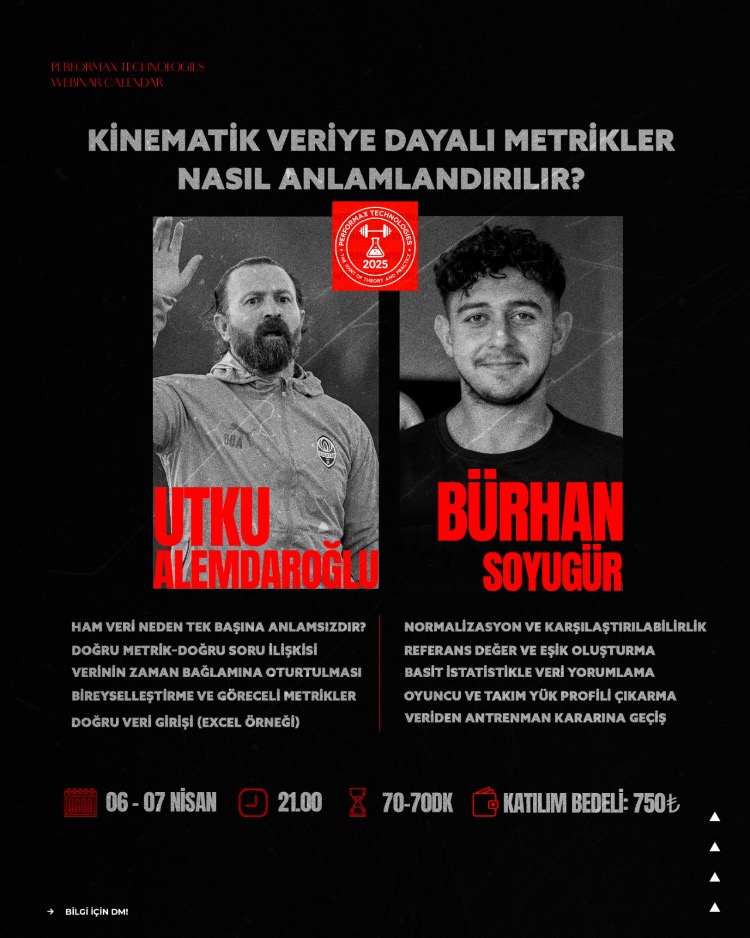 Anaerobik Testler + Kinematik Veriye Dayalı Metrikler+ Seçeceğiniz 2 Offline Eğitim