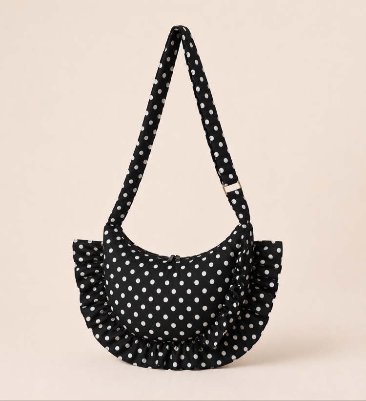 Puantiyeli ruffle Bag