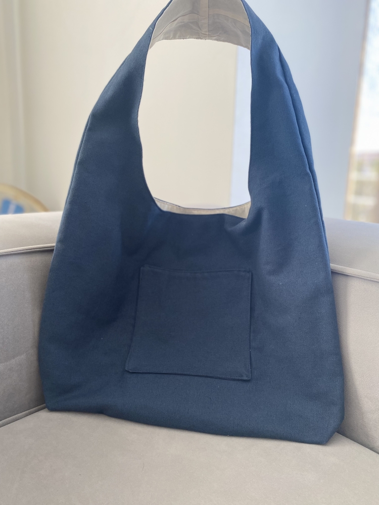Lacivert Kanvas Hobo Bag