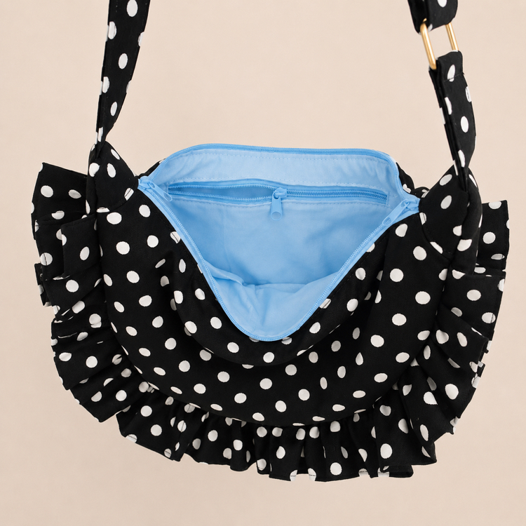 Puantiyeli ruffle Bag