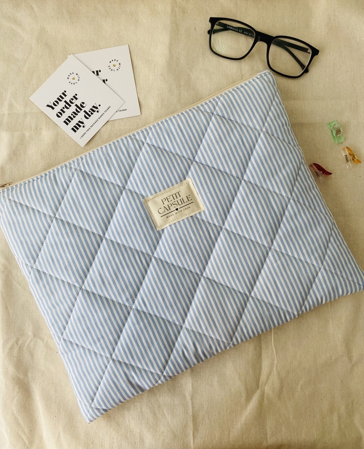Mavi çizgili kitap&Macbook Çantası