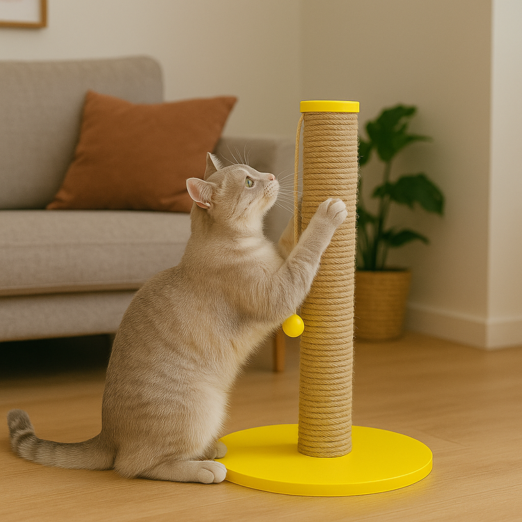 Petody Sunny – 50 cm Renkli Kapaklı Doğal Jüt Kedi Tırmalama Direği
