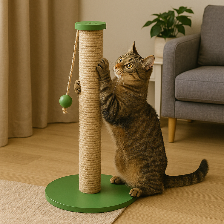 Petody Meadow – 50 cm Renkli Kapaklı Doğal Jüt Kedi Tırmalama Direği