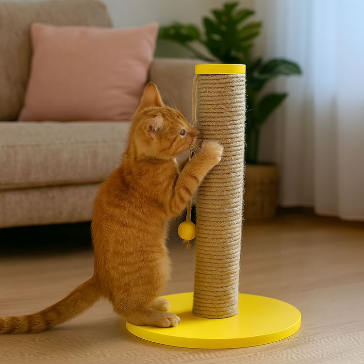 Petody Sunny – 50 cm Renkli Kapaklı Doğal Jüt Kedi Tırmalama Direği