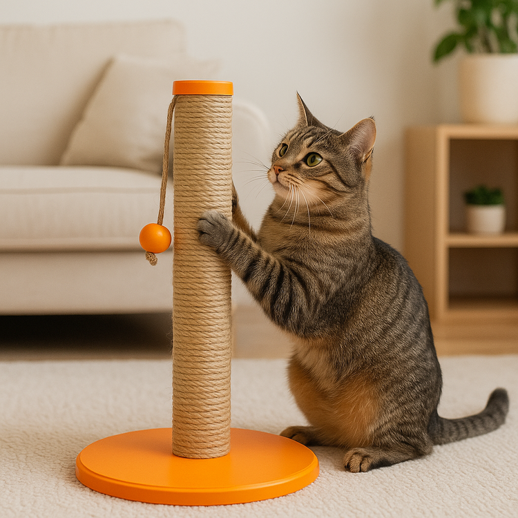 Petody Tangerine – 50 cm Renkli Kapaklı Doğal Jüt Kedi Tırmalama Direği