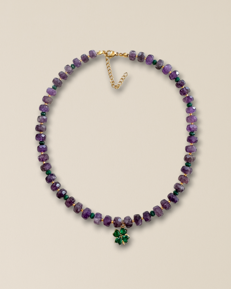 Amethyst Étoile Doğal Taş Çelik Kolye
