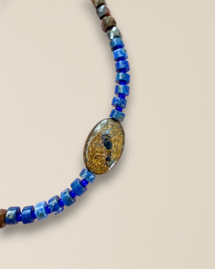 Blue Turtle | Doğal Taş Çelik Kolye