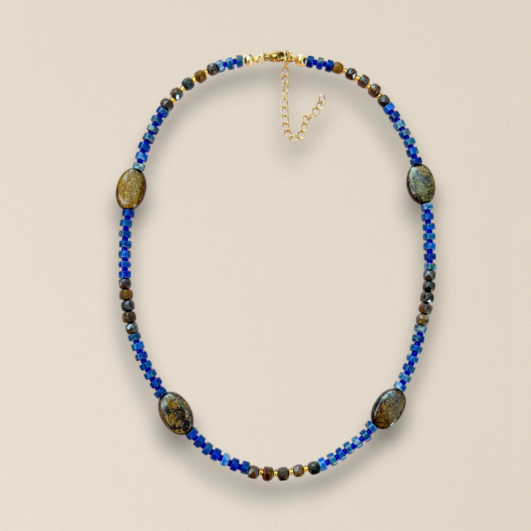 Blue Turtle | Doğal Taş Çelik Kolye