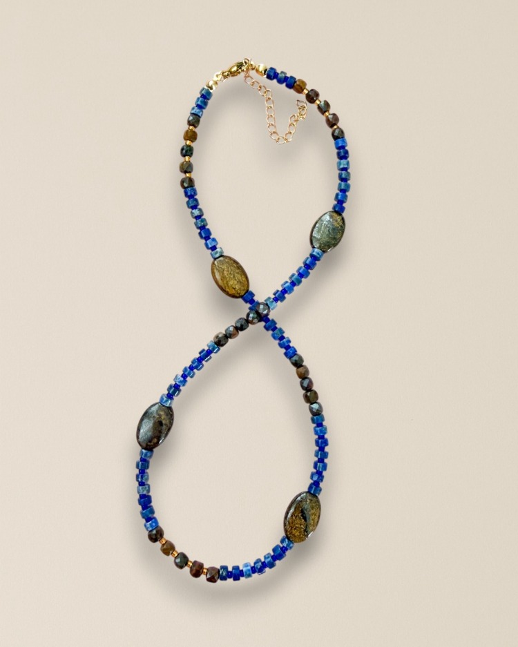 Blue Turtle | Doğal Taş Çelik Kolye