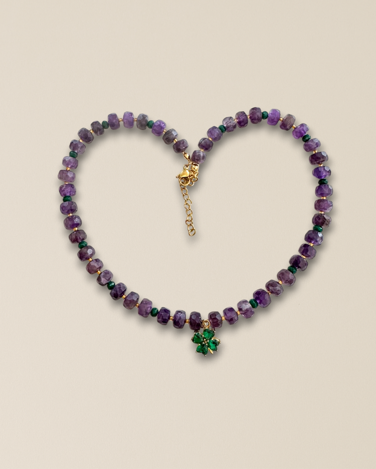 Amethyst Étoile Doğal Taş Çelik Kolye