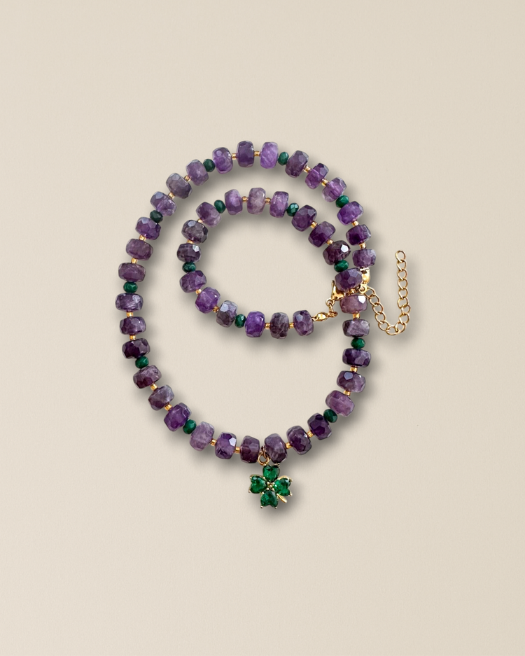 Amethyst Étoile Doğal Taş Çelik Kolye