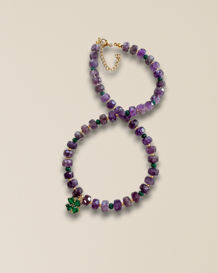 Amethyst Étoile Doğal Taş Çelik Kolye