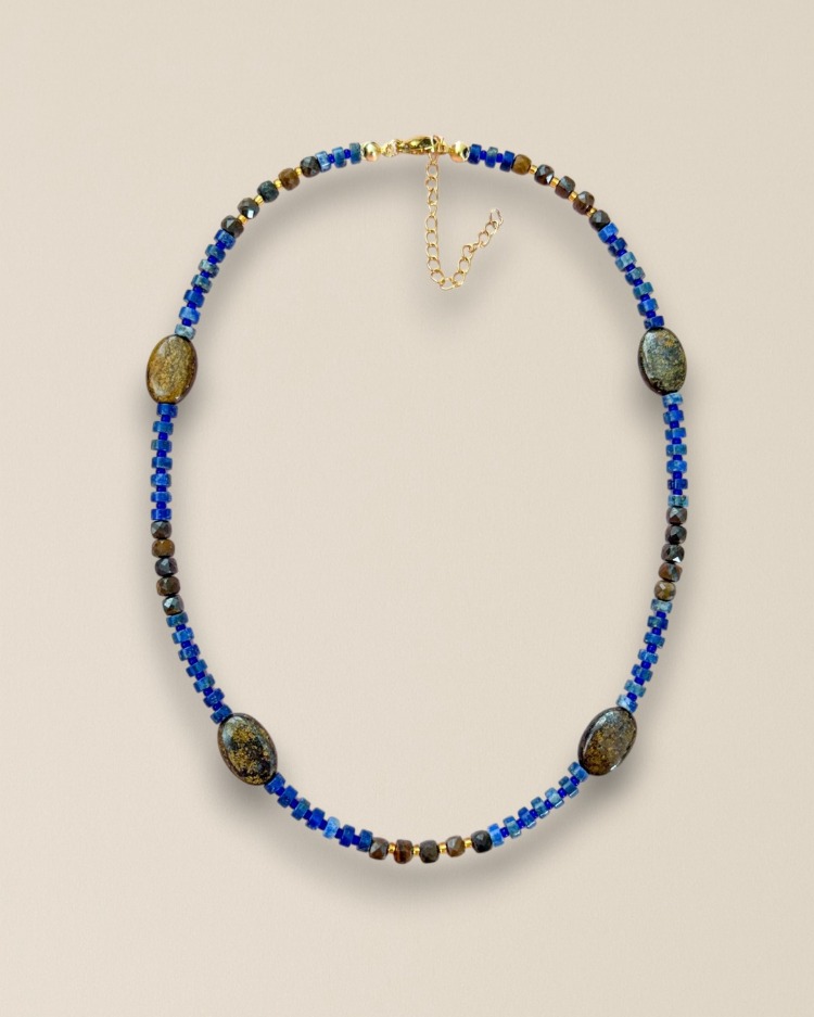 Blue Turtle | Doğal Taş Çelik Kolye