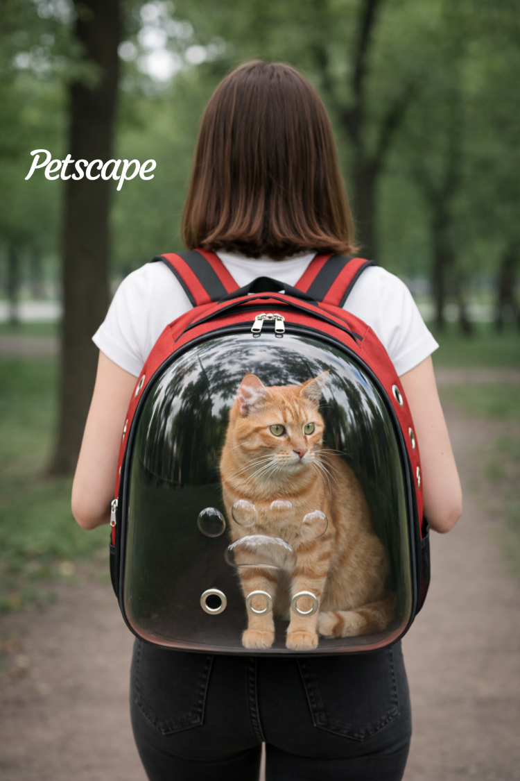 Petscape Astronot Kedi Köpek Taşıma Sırt Çantası Şeffaf Ön Panelli Hava Alan