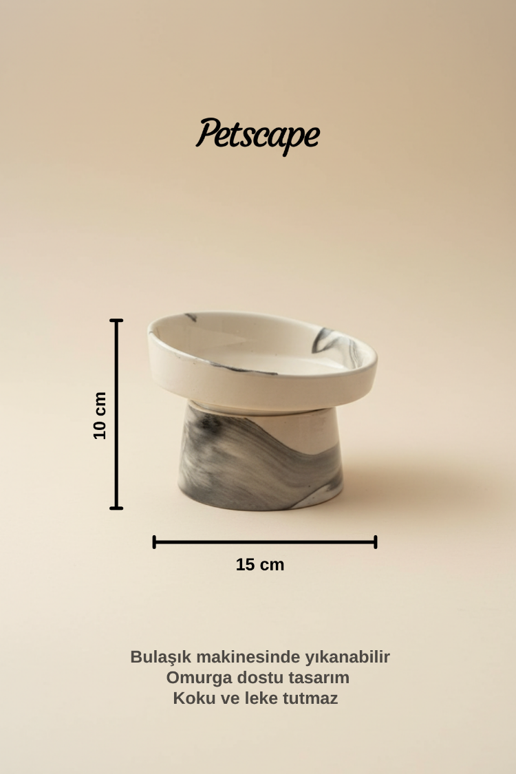 Petscape Eğimli Yüksek Seramik Mama Ve Su Kabı (Karışık renklerde gönderilmektedir)