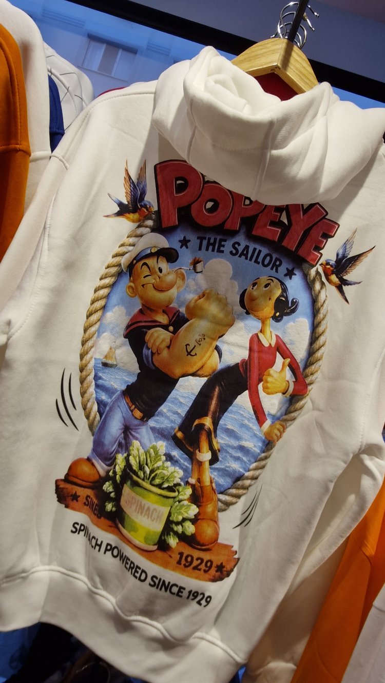 Popeye Oversize Unisex Kapüşonlu Sweatshirt – beyaz