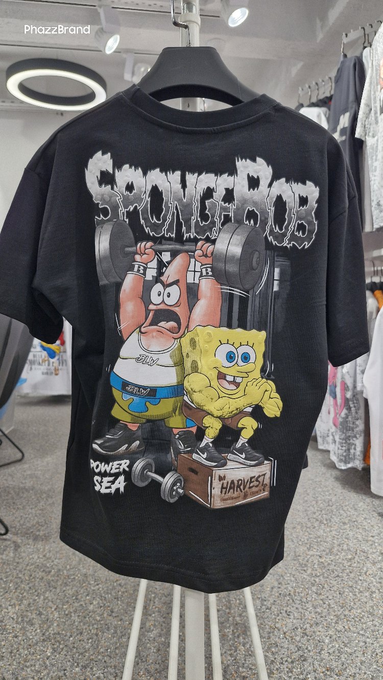 Çocuk SpongeBob & Patrick Baskılı Tişört | Siyah Street Fitness Style