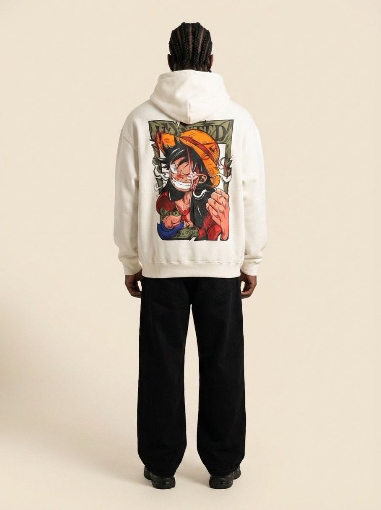 One Piece Luffy Baskılı Oversize Hoodie – Unisex