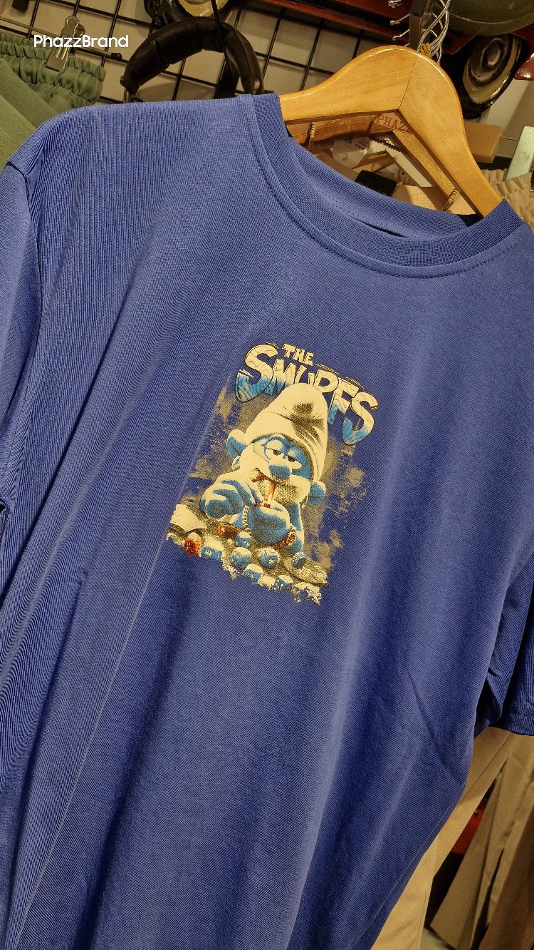 Phazz The Smurfs Baskılı Oversize Unisex Tişört – %100 Pamuk Streetwear