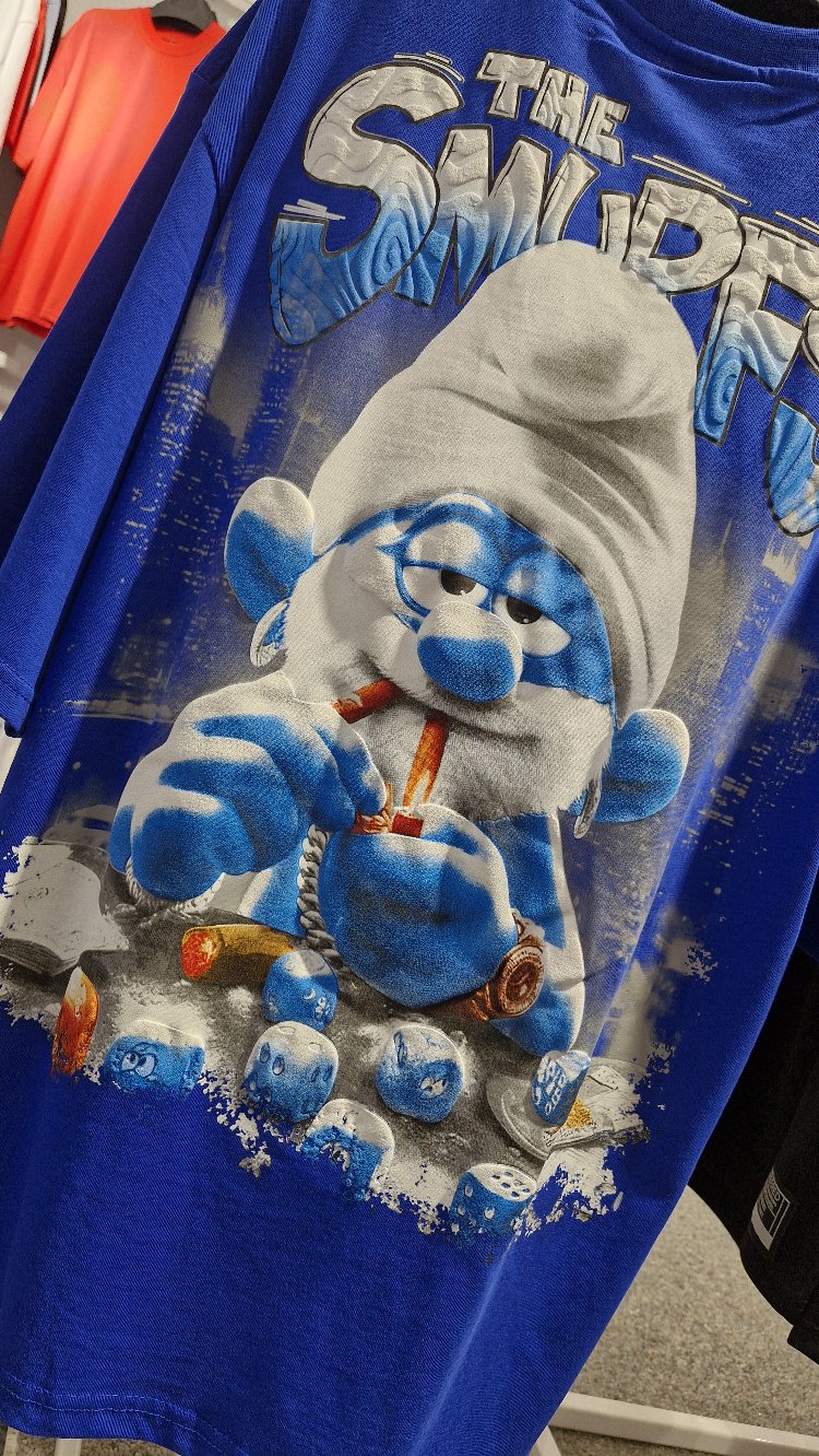 Phazz The Smurfs Baskılı Oversize Unisex Tişört – %100 Pamuk Streetwear