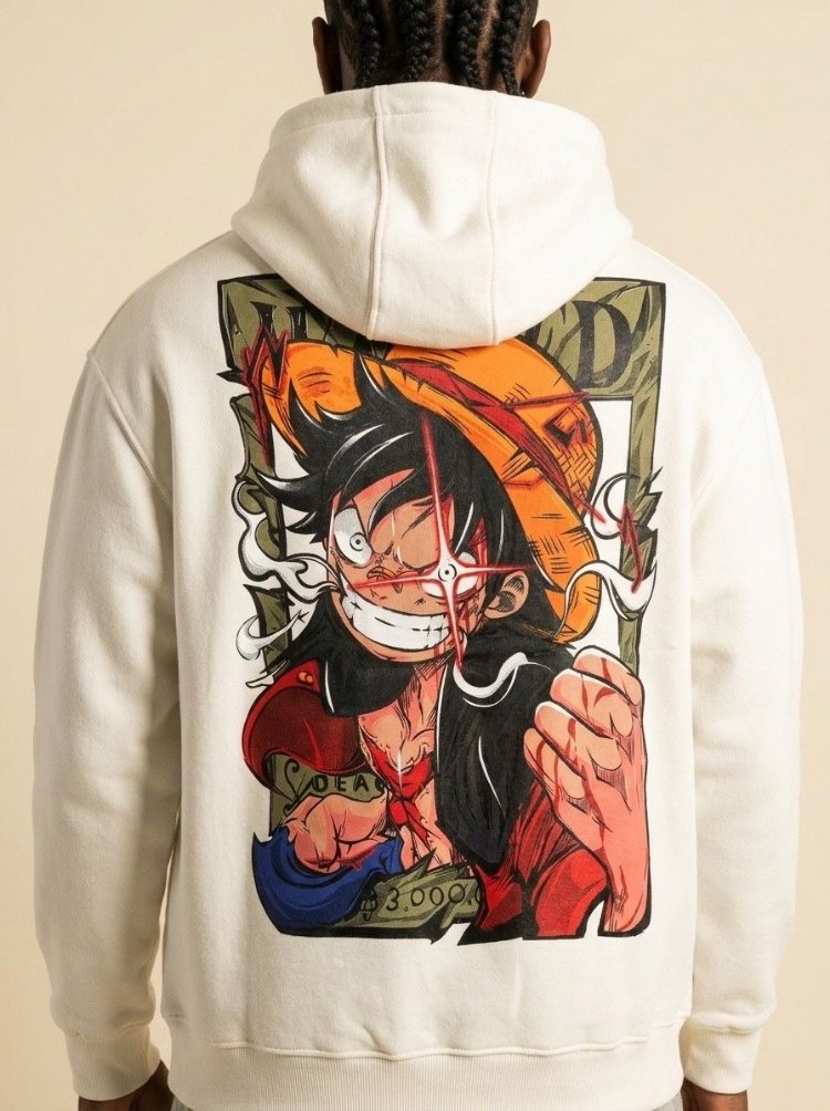 One Piece Luffy Baskılı Oversize Hoodie – Unisex
