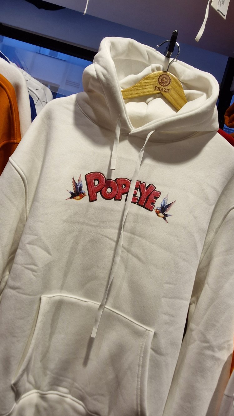 Popeye Oversize Unisex Kapüşonlu Sweatshirt – beyaz