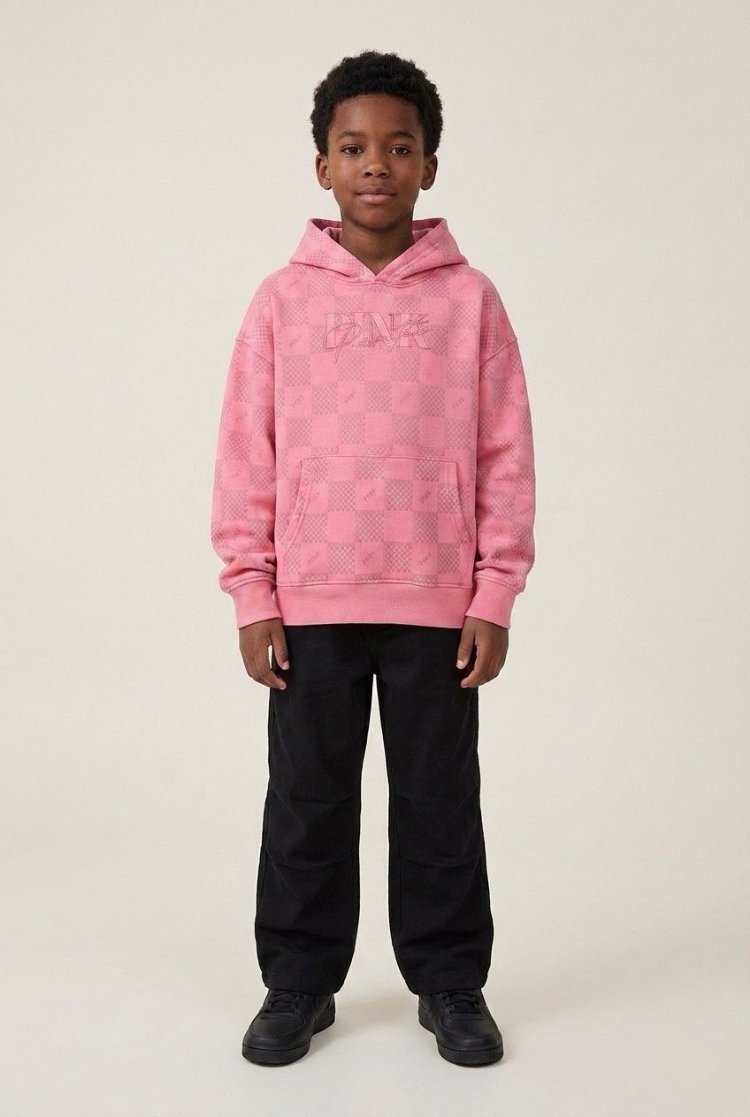 Pink Panther Pembe Desenli Çocuk Oversize Hoodie