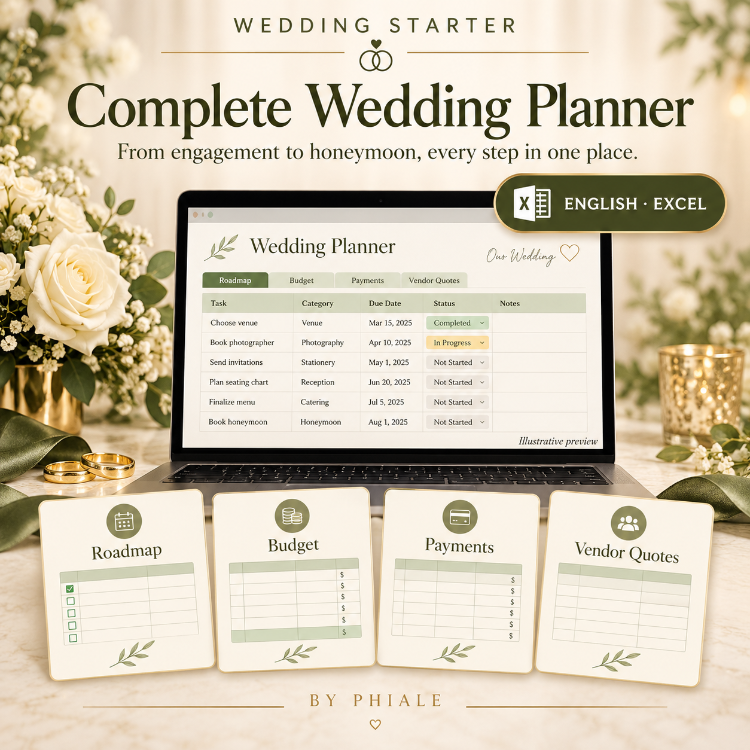 Wedding Starter – Complete Wedding Planner | English Excel