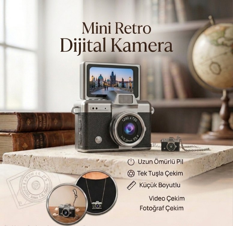 Retro Y2K Kompakt Dijital Kamera