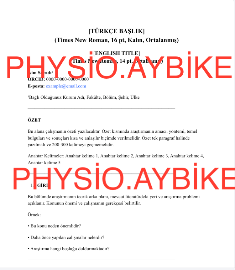 BİLDİRİ ŞABLONU | GOOGLE DOCS