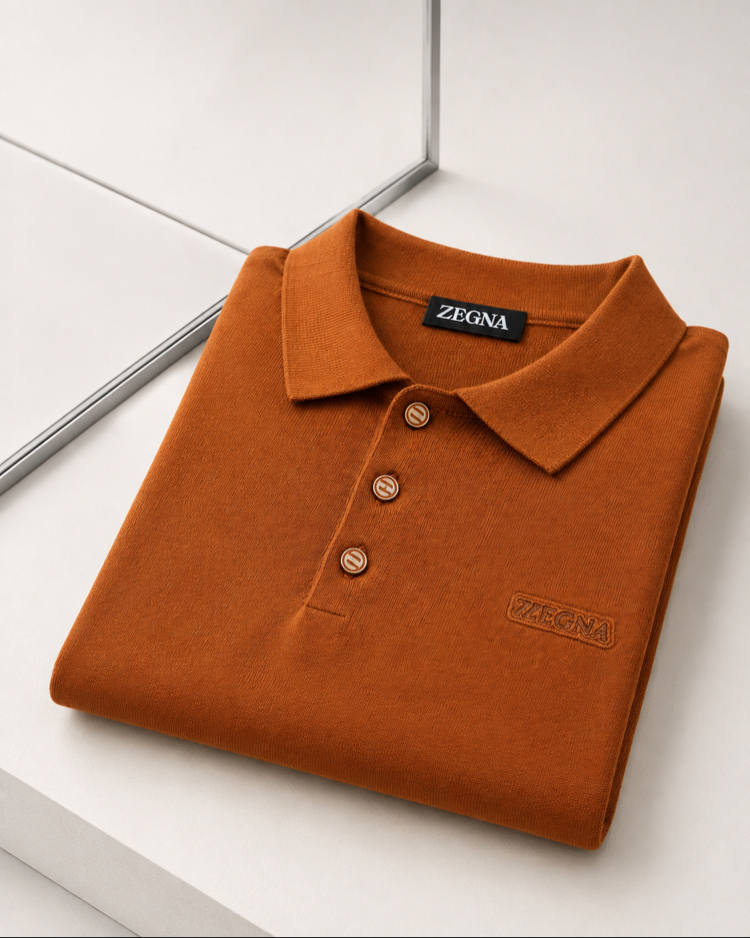 Zegna ince Dokulu Pamuk Polo Yaka Triko