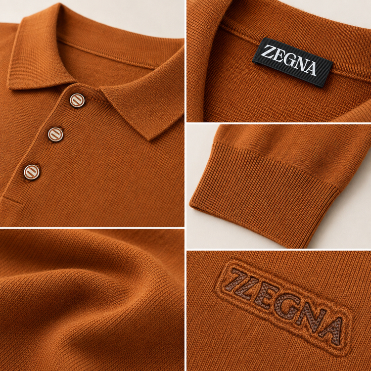 Zegna ince Dokulu Pamuk Polo Yaka Triko