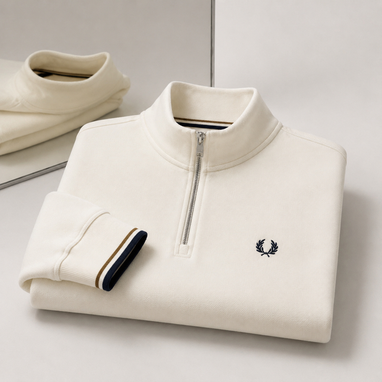 Fred Perry cotton Yarım fermuarlı Sweatshirt
