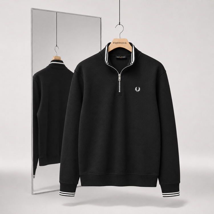 Fred Perry cotton Yarım fermuarlı Sweatshirt