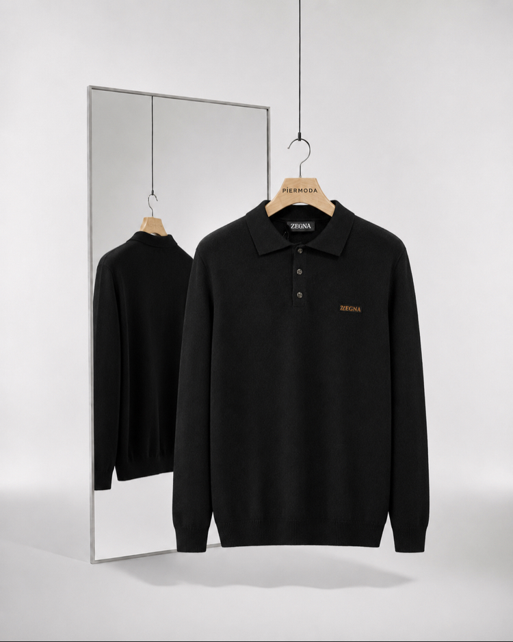 Zegna ince Dokulu Pamuk Polo Yaka Triko