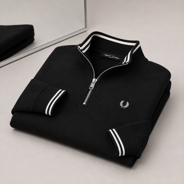 Fred Perry cotton Yarım fermuarlı Sweatshirt