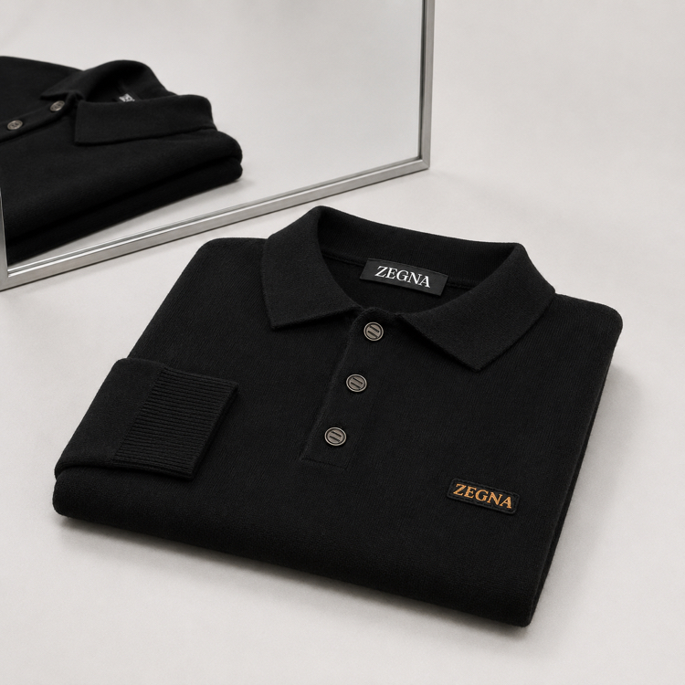 Zegna ince Dokulu Pamuk Polo Yaka Triko