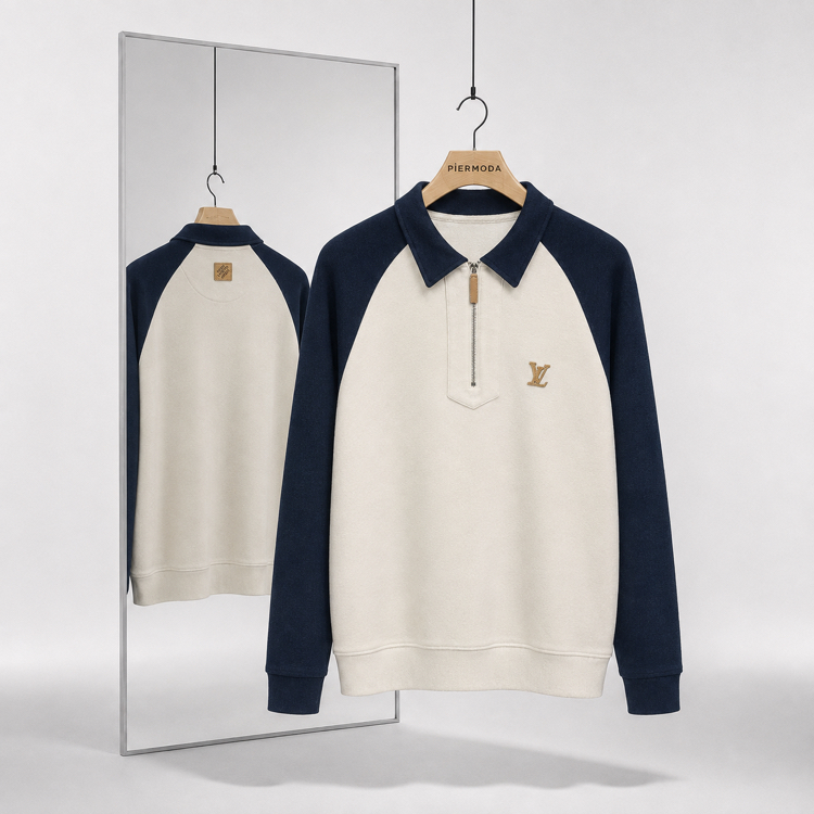 Louıs Vuıtton havlu kumaş Polo Yaka Sweatshirt ( İthal )