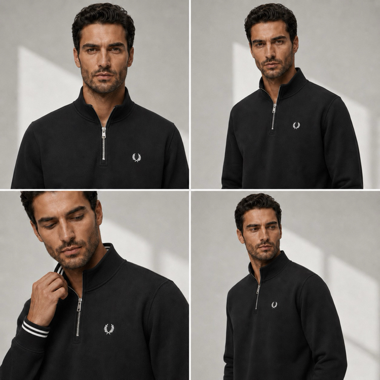 Fred Perry cotton Yarım fermuarlı Sweatshirt