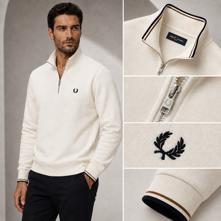 Fred Perry cotton Yarım fermuarlı Sweatshirt