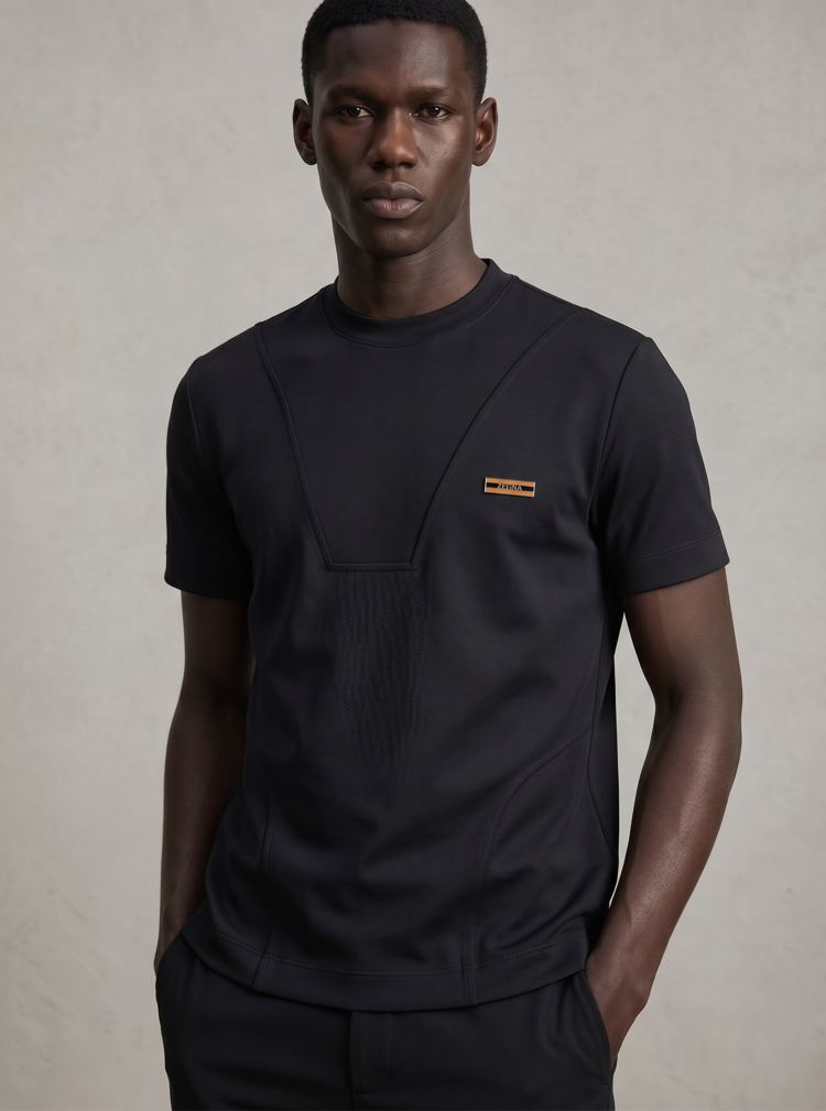 Zegna interlok pamuklu kumaş   T-shirt