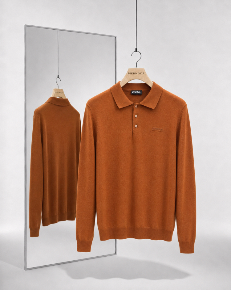 Zegna ince Dokulu Pamuk Polo Yaka Triko