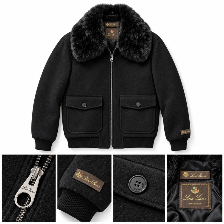 Loro Piana kaşmir / Yün Jacket ( Siyah )